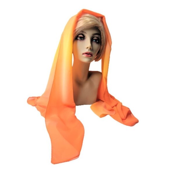 BRIGHT Orange Ombre Gradating Color Rectangular Scarf - Picture 5 of 5